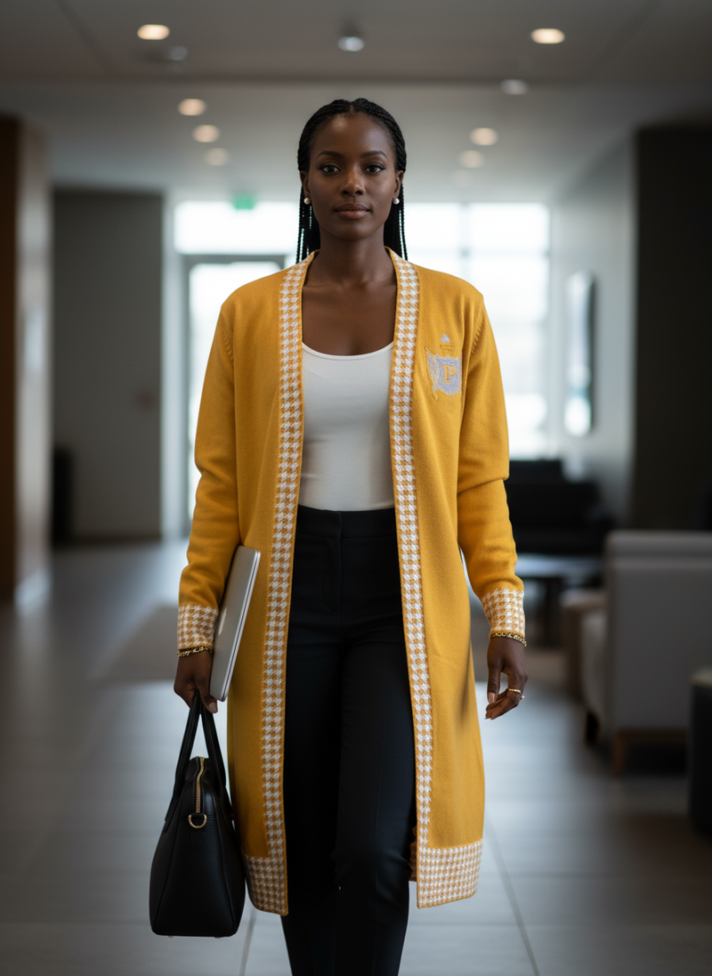 Philo - Houndstooth Cardigan - Gold – Official Para Connect