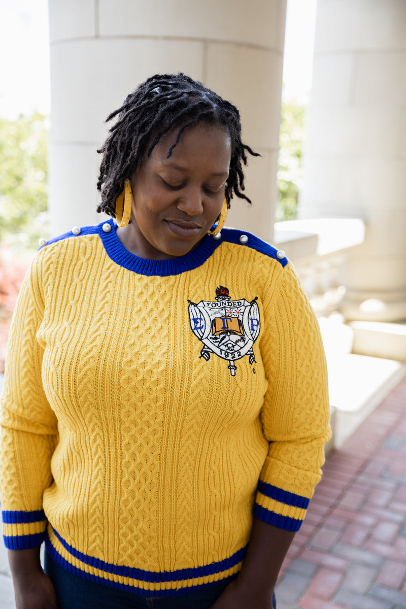 RHOyal Cable Knit Sweater Gold – Official Para Connect