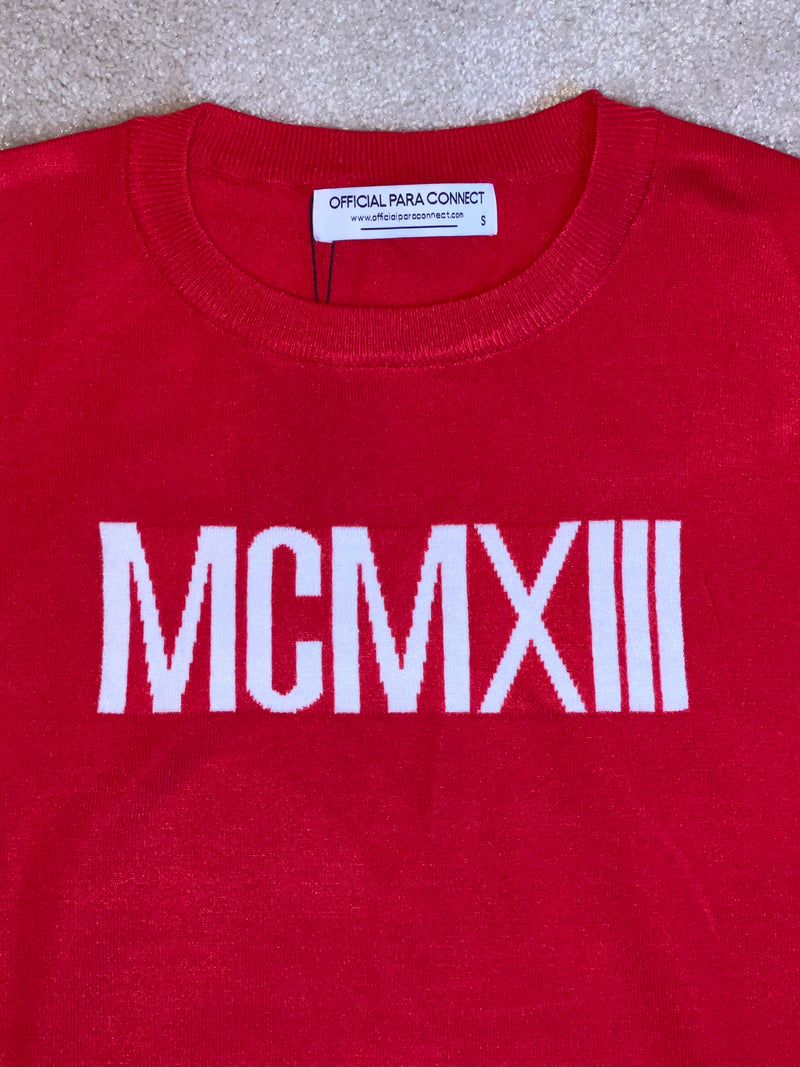1913 Roman Numeral Sweater - Red