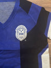 FINAL SALE - ZPhiB Geometric Sweater - Royal Blue/White/Black - Size:Large/XL