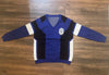 FINAL SALE - ZPhiB Geometric Sweater - Royal Blue/White/Black - Size:Large/XL
