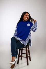 FINAL SALE - Zeta Lined Poncho - Royal Blue