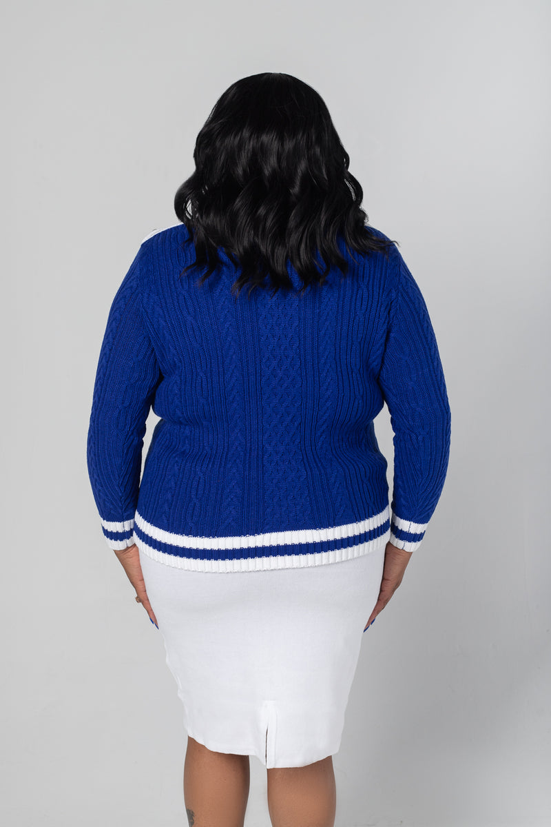Finer Cable Knit Sweater - Royal