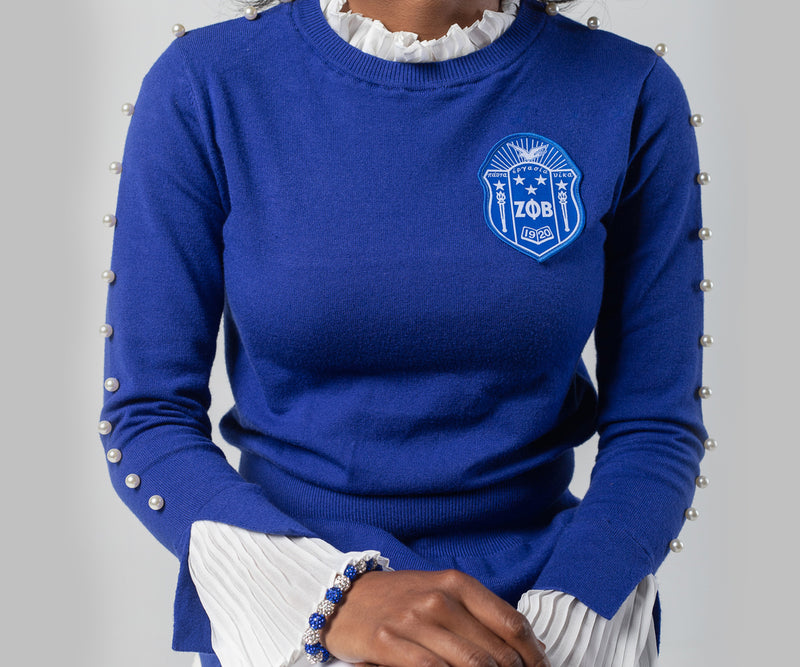 FINAL SALE-  PEARLfect Sweater - Blue Shield