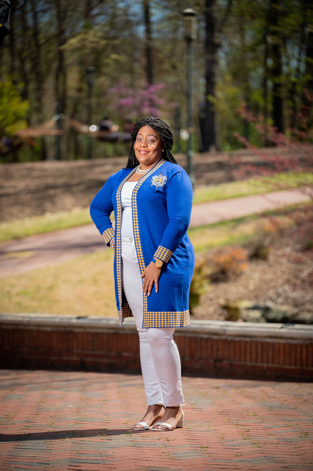 SGRho - Houndstooth Cardigan - Royal Blue